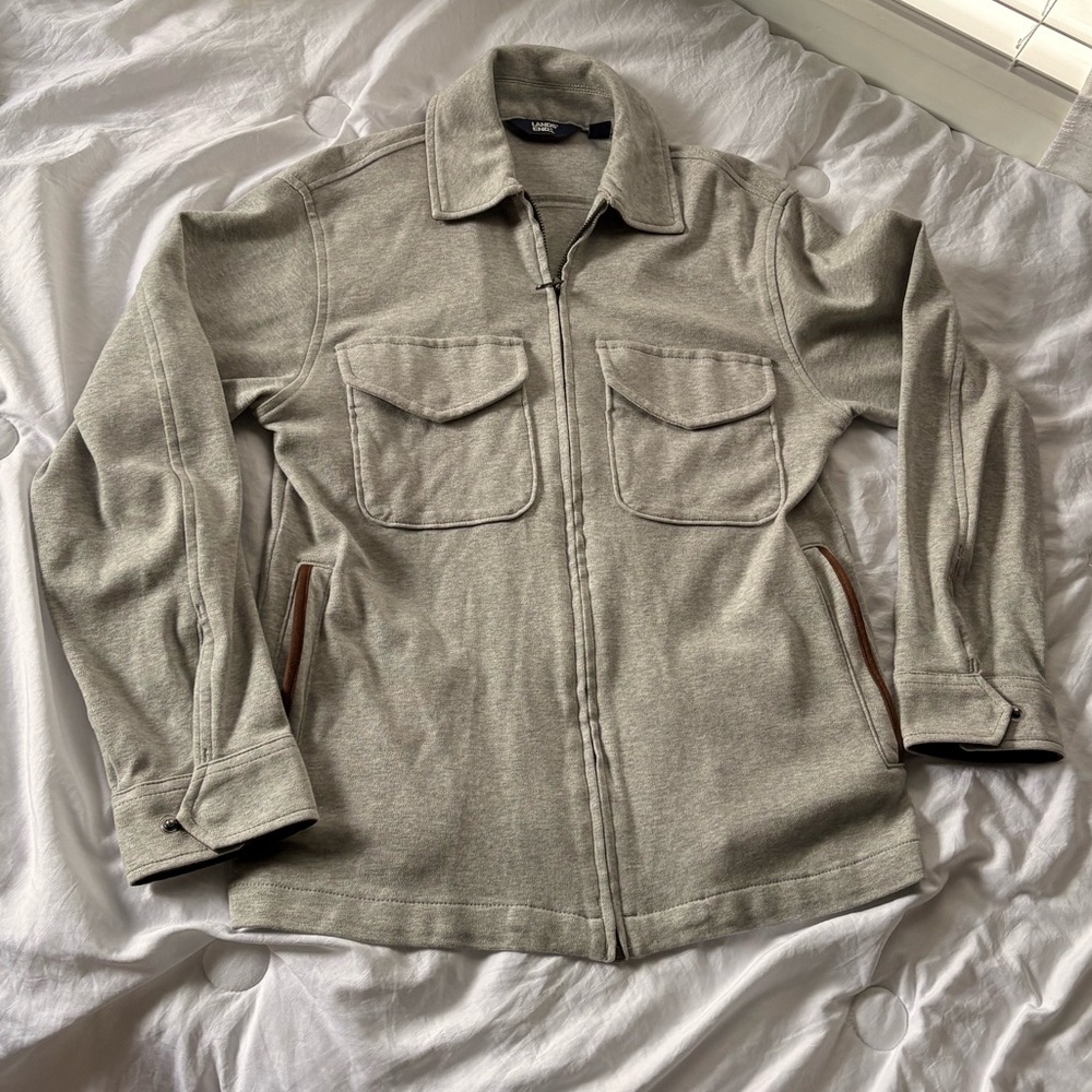 Lands’ End Gray Zip-Up Utility Jacket – XS Minimalist Neutral Layer